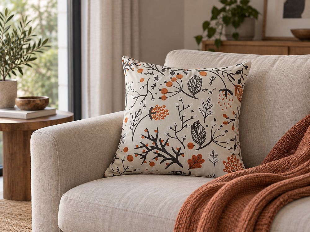 Coussin MONTBRETIA 45 x 45 cm Velours Multicolore Motif de plante