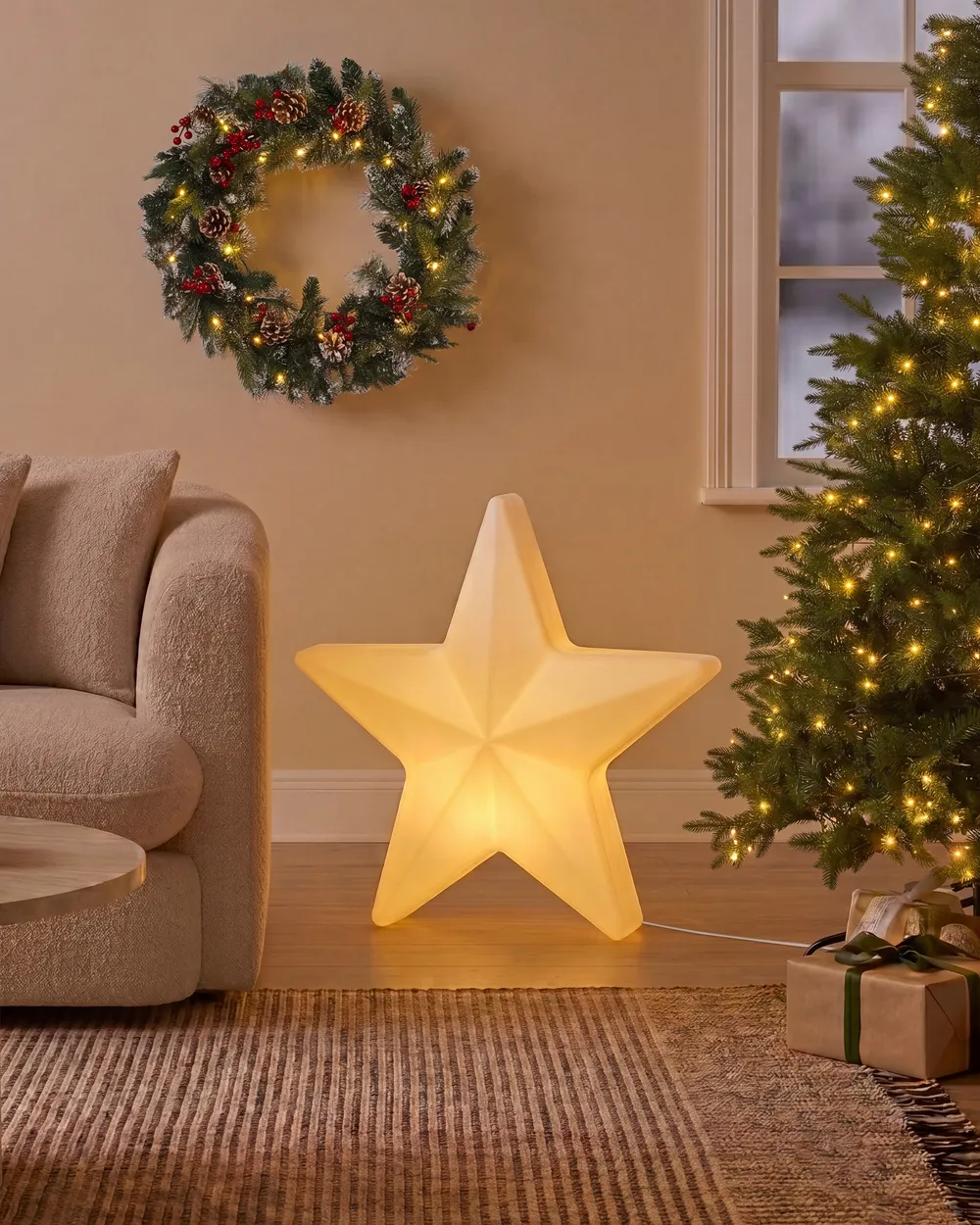 LED-Stehlampe für den Außenbereich OLSAN 76 cm Stern Weiß