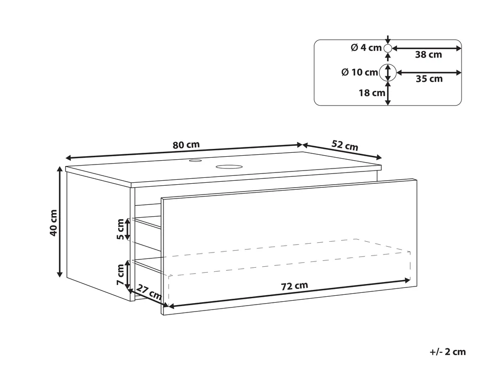 Wall Mounted Vanity Unit ALZIRA 80 cm White_935570