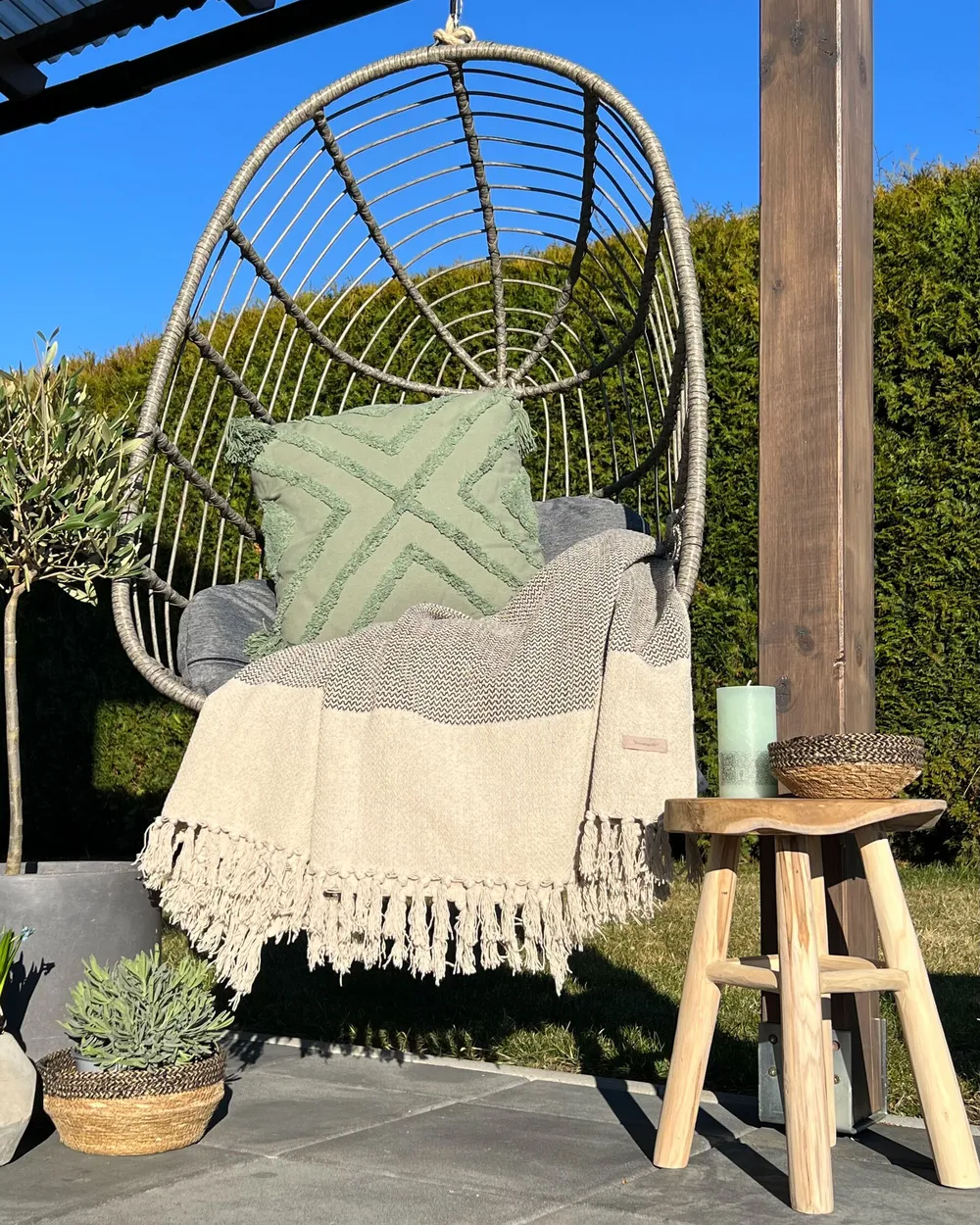 Hängesessel CASOLI Polyrattan Grau_820504