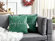 Dekokissen 2er Set ELETTARIA 45 x 45 cm Baumwolle Grün Weihnachtsmotiv_1183748