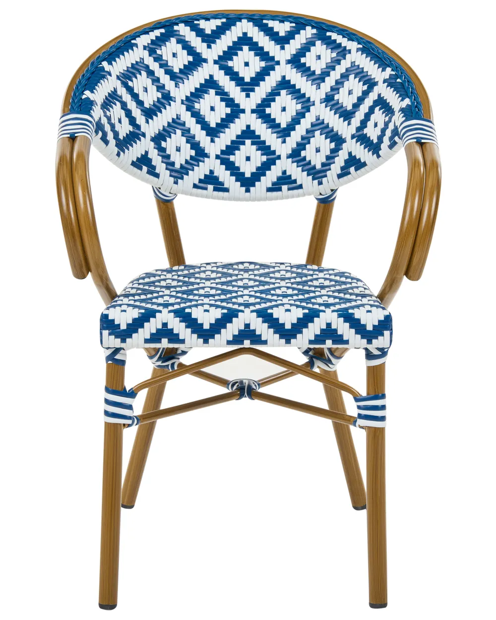 Gartenstuhl 4er Set CASPRI Polyrattan Blau / Weiß_1090661