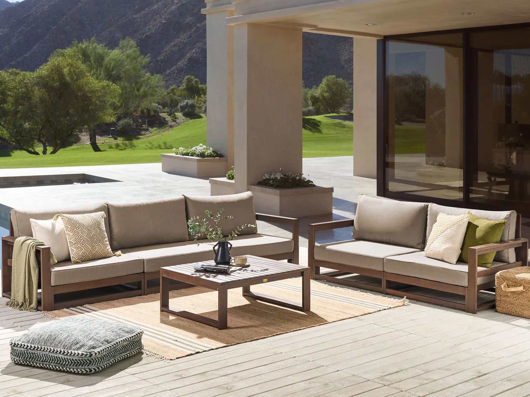 Lounge Set mit Tisch 5-Sitzer TIMOR modular zertifiziertes Akazienholz Dunkelbraun_853362