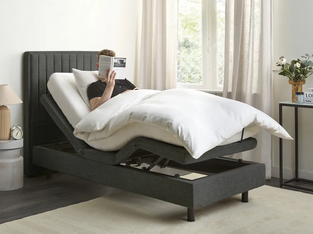 Adjustable Bed Fabric CASTELLAN 80 x 200 cm (EU Small Single) Dark Grey_987327