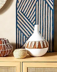 Decorative Vase SIMPANG 33 cm Ceramic White_1182516