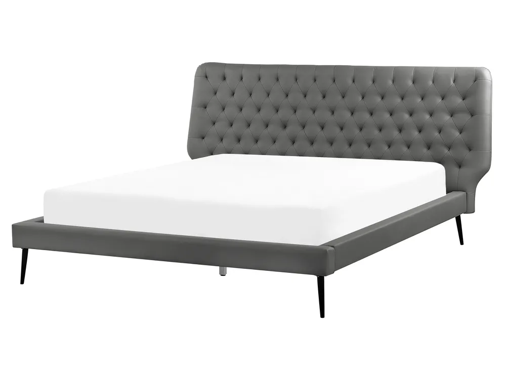 Posteljni komplet Umjetna koža ESSONNE 160 x 200 cm Sivi_789190