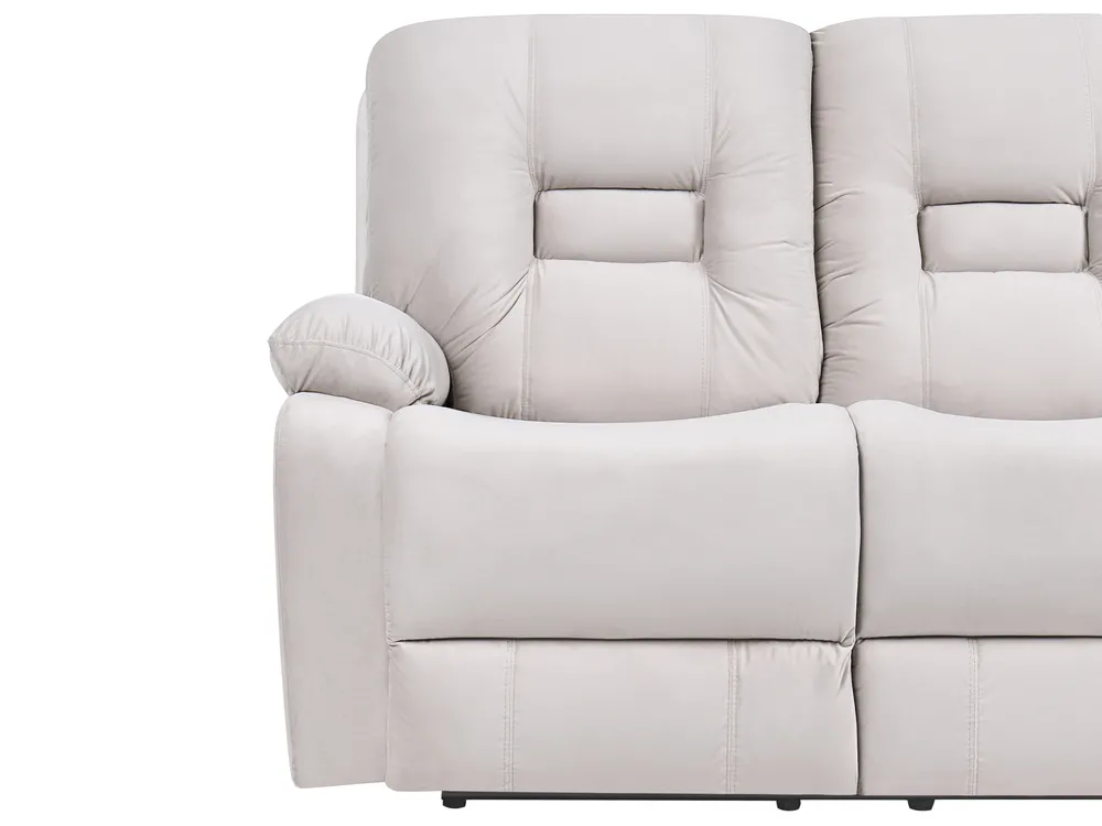 Electric Recliner Sofa 3 Seater BERGEN with USB Port Velvet Light Beige_1064806