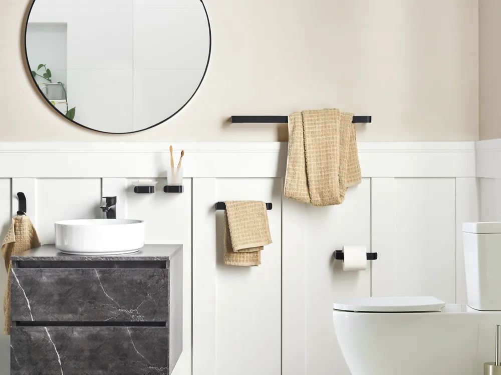 6-Piece Bathroom Hardware Set ZORRITOS with Towel Bars and Hooks Metal Black_1078692