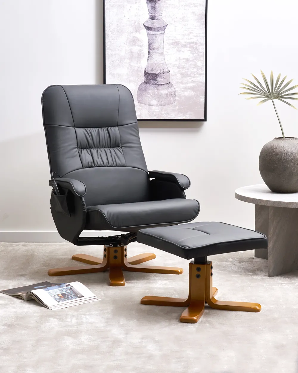 Massagestuhl RELAXPRO mit Fußstütze Kunstleder Schwarz