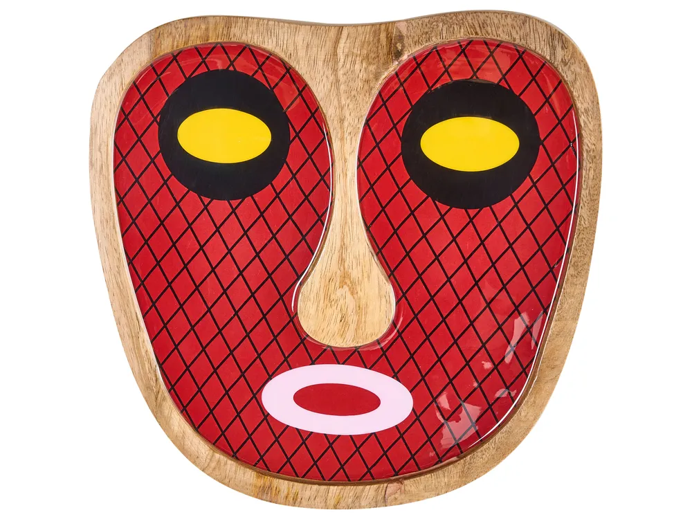 Wandobjekt Gesicht KATSINA Mangoholz 22 cm Rot