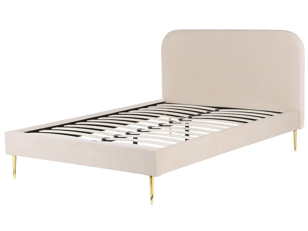 Bett mit Lattenrost Samtstoff FLAYAT 140 x 200 cm Hellbeige_834186