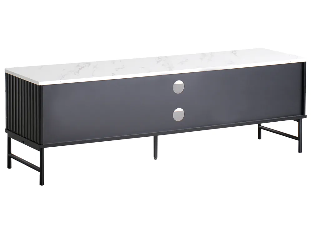 TV-Möbel GLASTONBURY Marmor Optik / Schwarz_972580