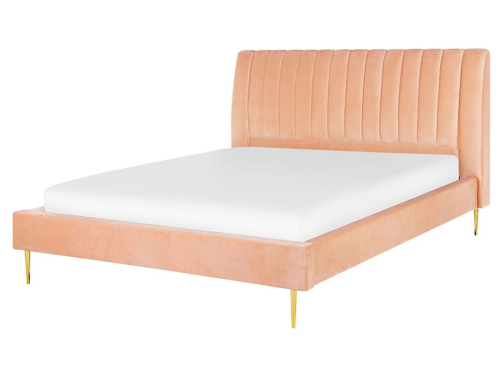 Bed Velvet MARVILLE 160 x 200 cm (EU King Size) Peach Pink