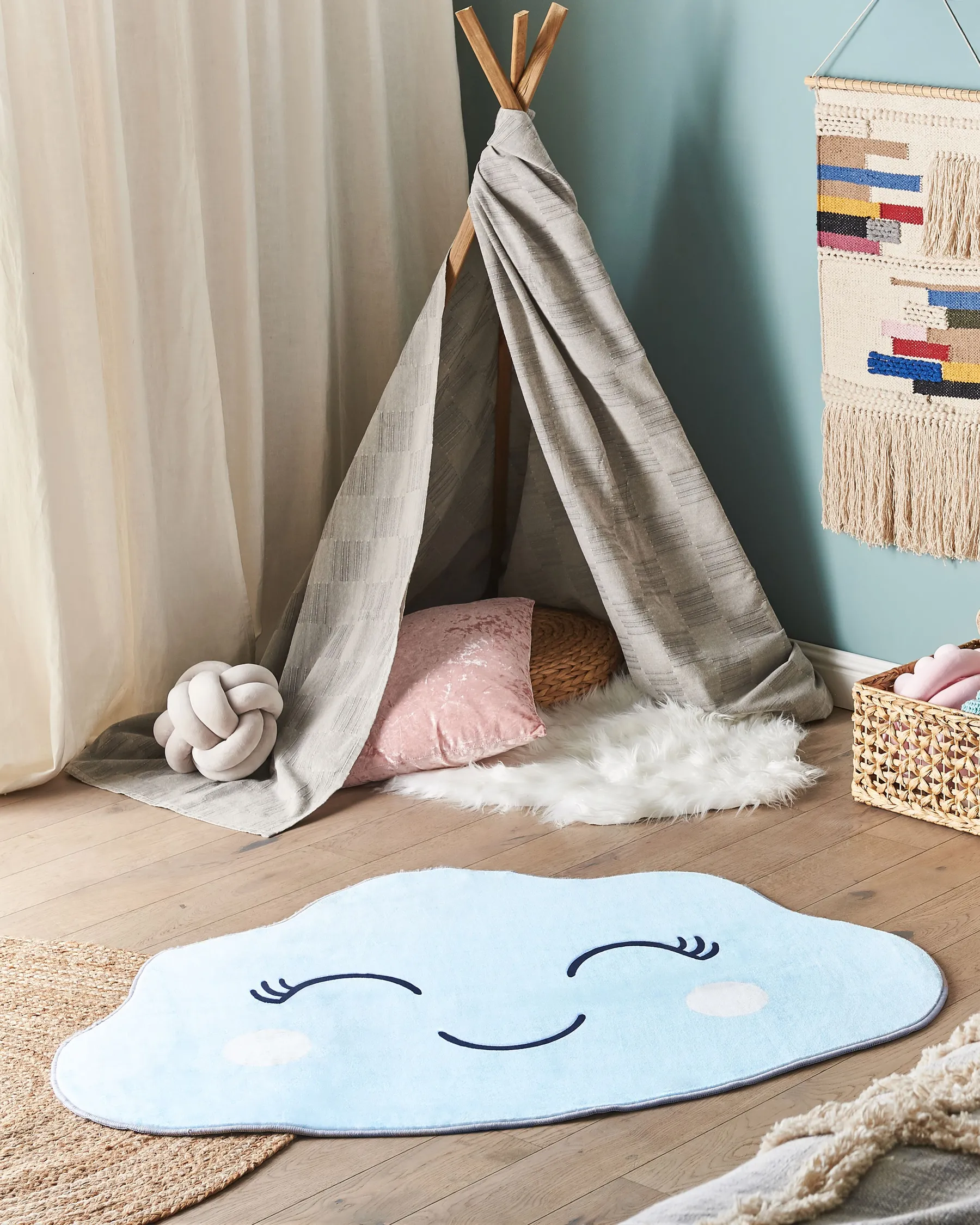 Kinderteppich CUMULUS Hellblau 90 x 120 cm_831547
