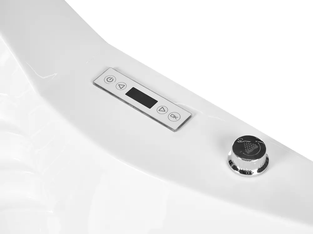 Corner Hot Tub with LED MONACO 2100 x 1450 mm with Built-In Bluetooth Speaker White_1068838