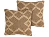 Dekokissen 2er Set GOPI 45 x 45 cm Jute Hellbraun Geometrisches Muster