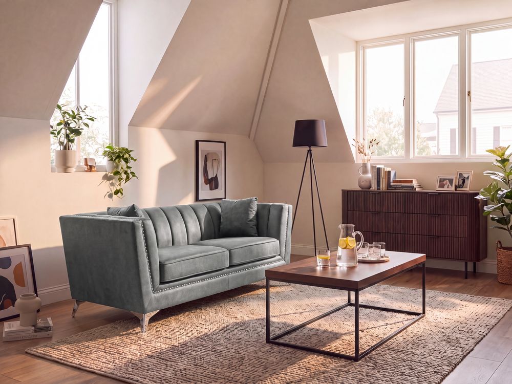 Sofa 2-Sitzer GAULA Samtstoff Grau