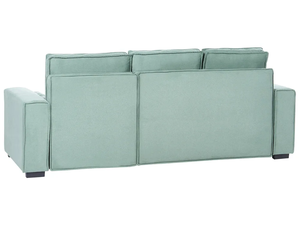 Eckschlafsofa 3-Sitzer EDANE mit Stauraum Stoff Hellgrün linksseitig_1057286