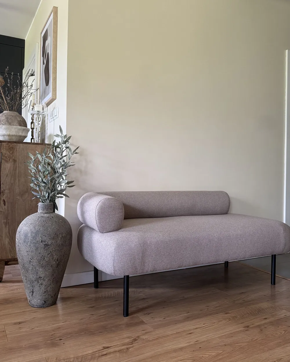Linksseitige Chaiselongue MIRMANDE Stoff Hellbraun_1113422