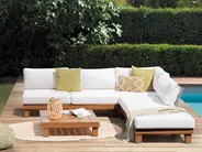 Garten Ecksofa mit Tisch 5-Sitzer SANZA modular Metall Weiß linksseitig_945196