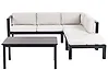 Garden Corner Sofa with Table 5 Seater MESSINA Metal Off-White Left Hand