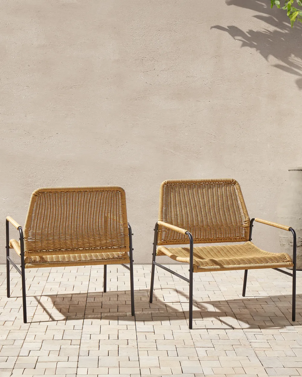 Gartenstuhl 2er Set PRASIMO Polyrattan Naturfarben