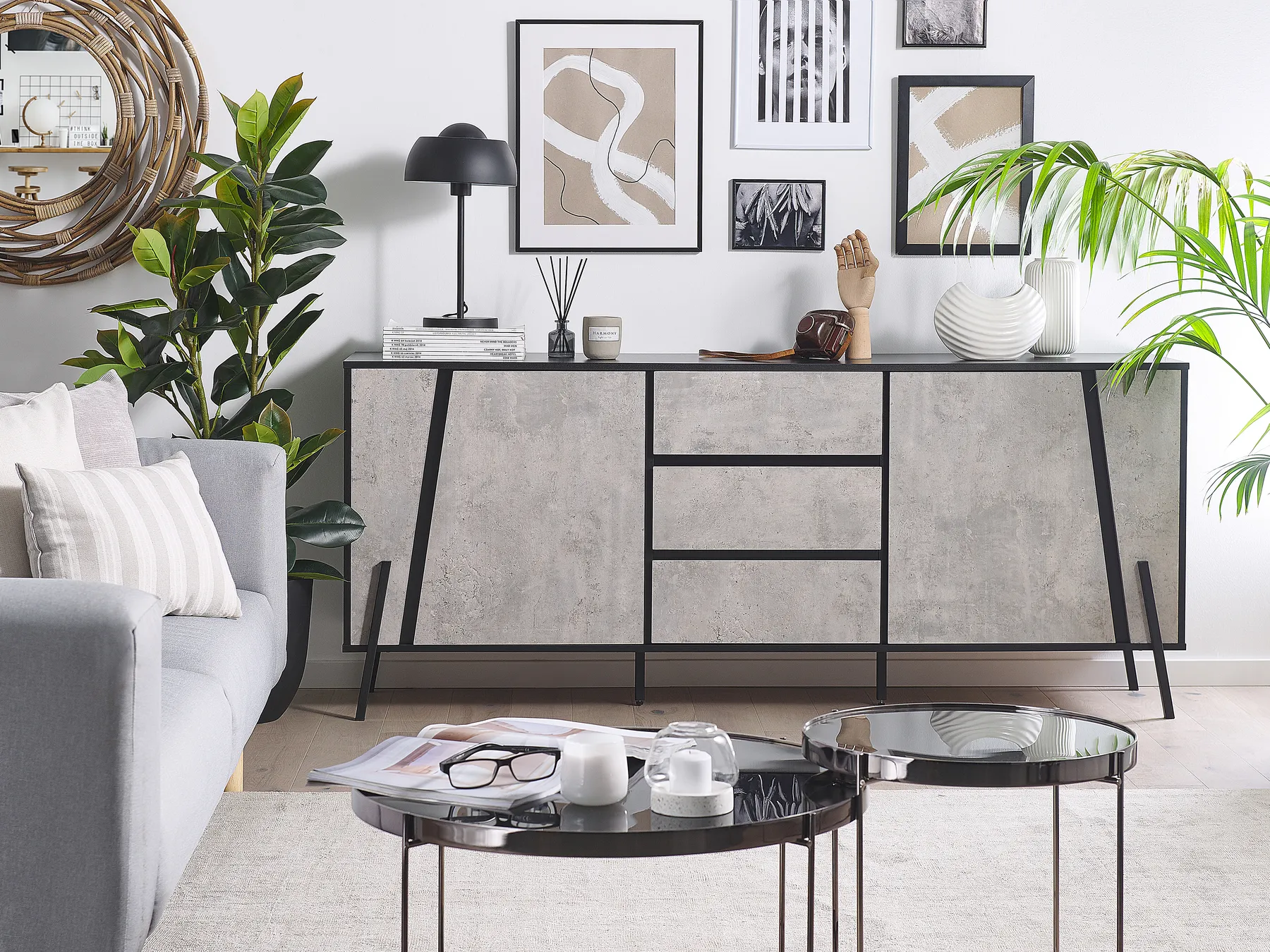 Sideboard mit 2 Türen BLACKPOOL Grauer Betoneffekt_775115