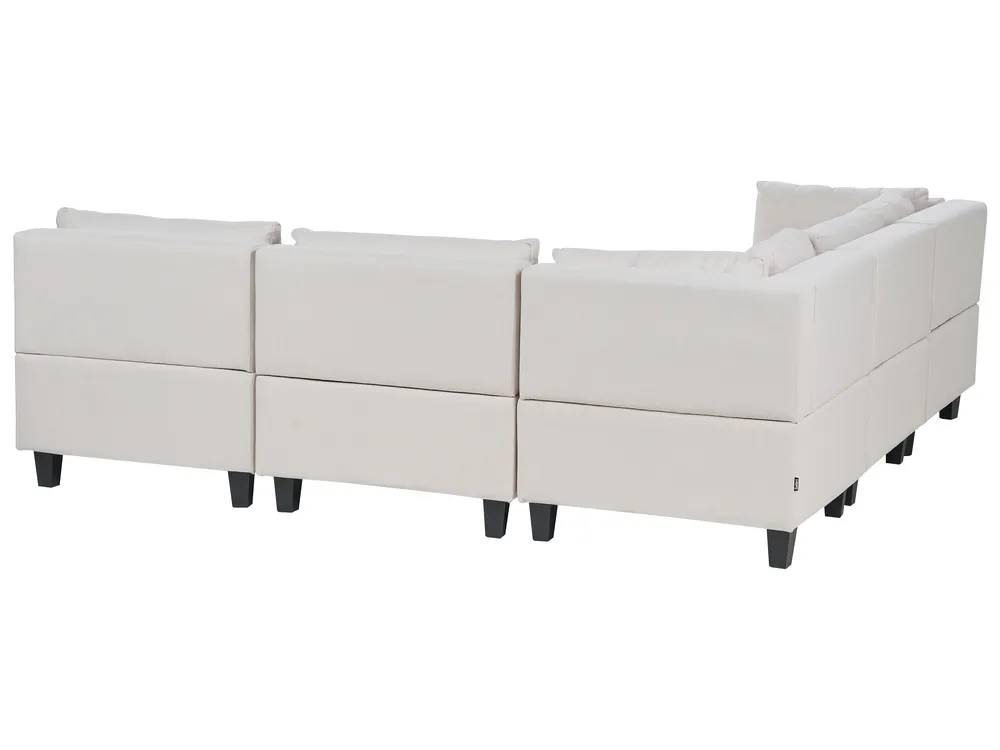 Modul Ecksofa 5-Sitzer UNSTAD mit Ottomane Stoff Hellbeige rechtsseitig_925399