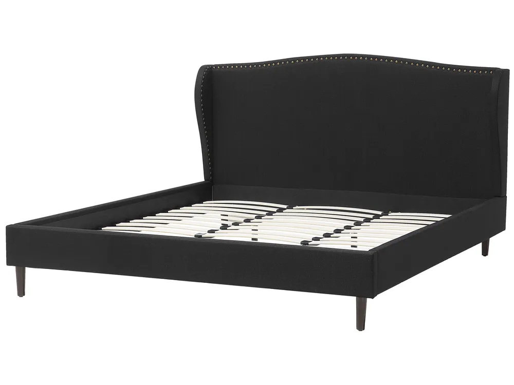 Bett mit Lattenrost Stoff COLMAR 180 x 200 cm Schwarz_703468