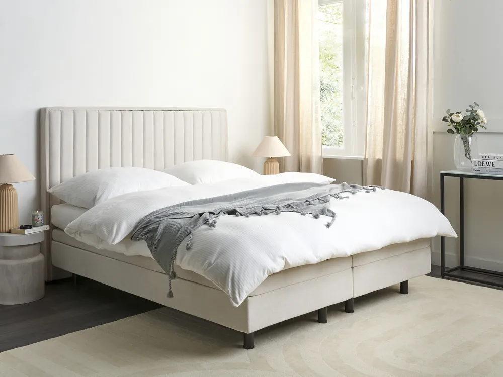 Bett verstellbar Stoff DUKE II 160 x 200 cm Hellbeige