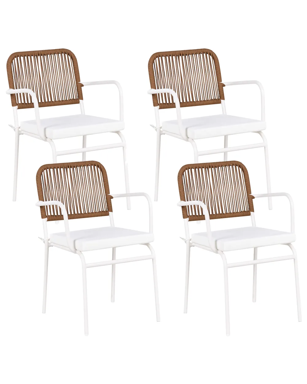 Set mit 4 Stühlen und Sitzkissen TACENO Metall Weiß