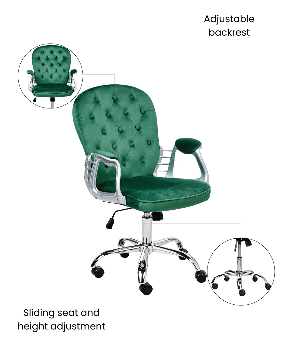 Desk Chair PRINCESS Velvet Green_1036992