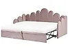 Ausziehbett Samtstoff POLIGNAC 90 x 200 cm Pastellrosa