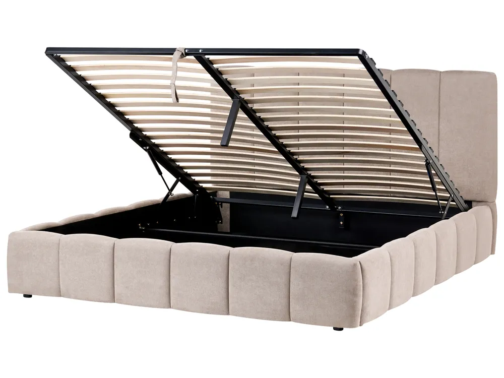 Bett mit Stauraum VAUVERT Stoff Taupe 180 x 200 cm