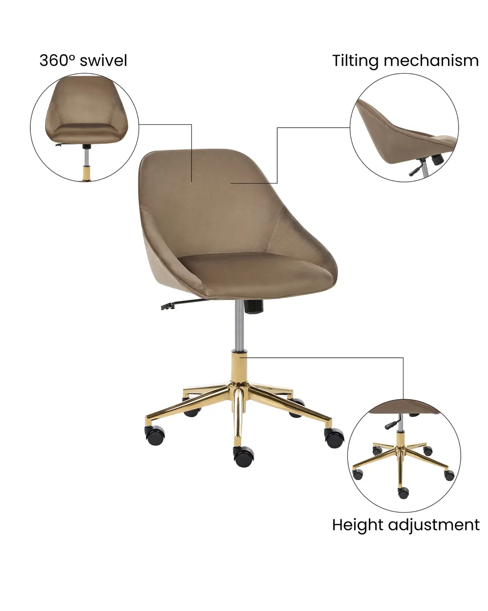Desk Chair BARDSDALE Velvet Brown_1073434