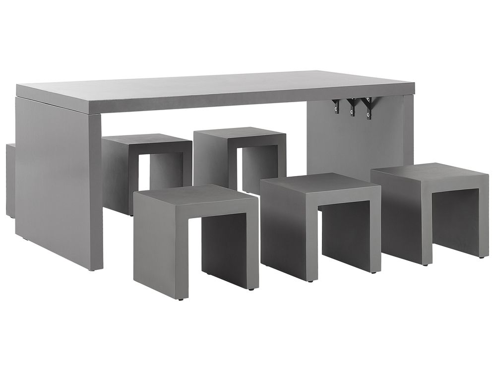 Gartenmöbel Set mit Hockern 6-Sitzer TARANTO Beton Grau
