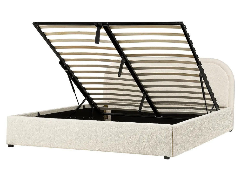 Bett mit Stauraum QUILLIEN Bouclé Hellbeige 160 x 200 cm_1073237