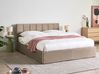 Bett mit Stauraum DREUX Samtstoff Taupe 160 x 200 cm