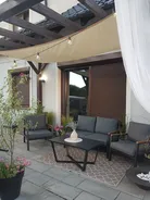 Garden Lounge Set with Table 4 Seater DELIA Metal Grey_827395