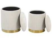 Set of 2 Storage Pouffes MIRAMAR Velvet White_772663