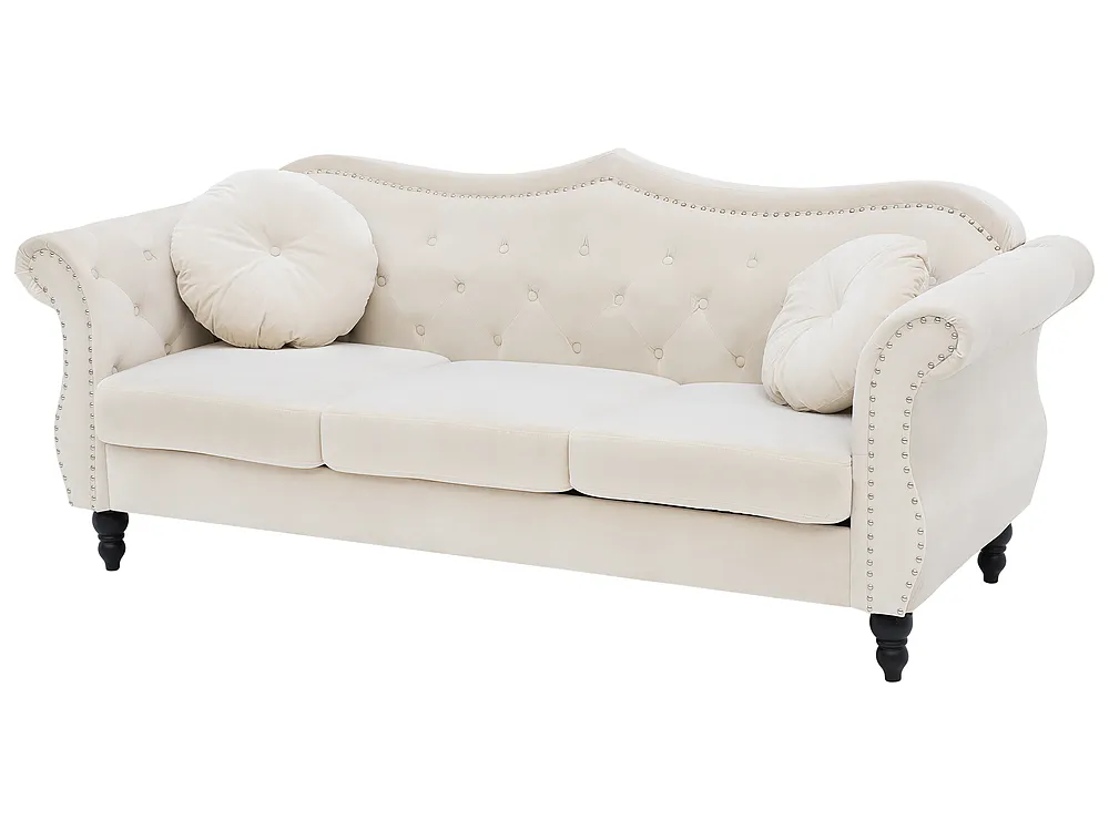 Sofa 3-Sitzer SKIEN II Samtstoff Hellbeige_1161663