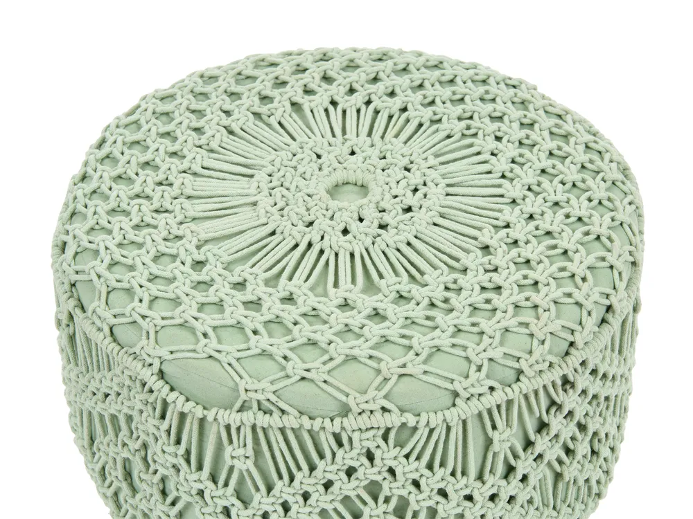 Hocker Macramé MANZAI Katoen Lichtgroen_1135873