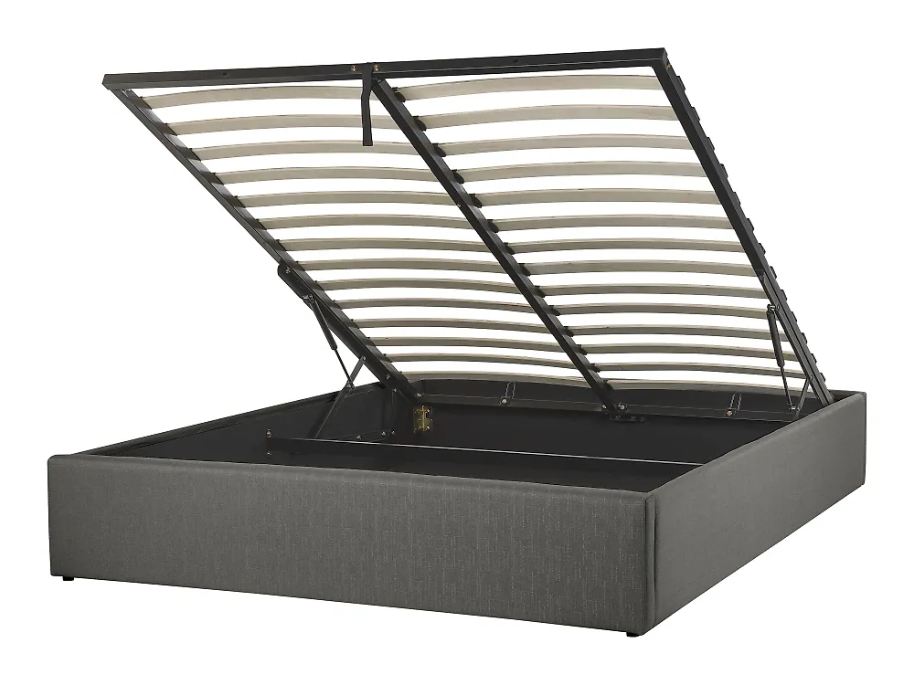 Ottoman Bed without Headboard DINAN Fabric Dark Grey 120 x 200 cm (EU Small Double)