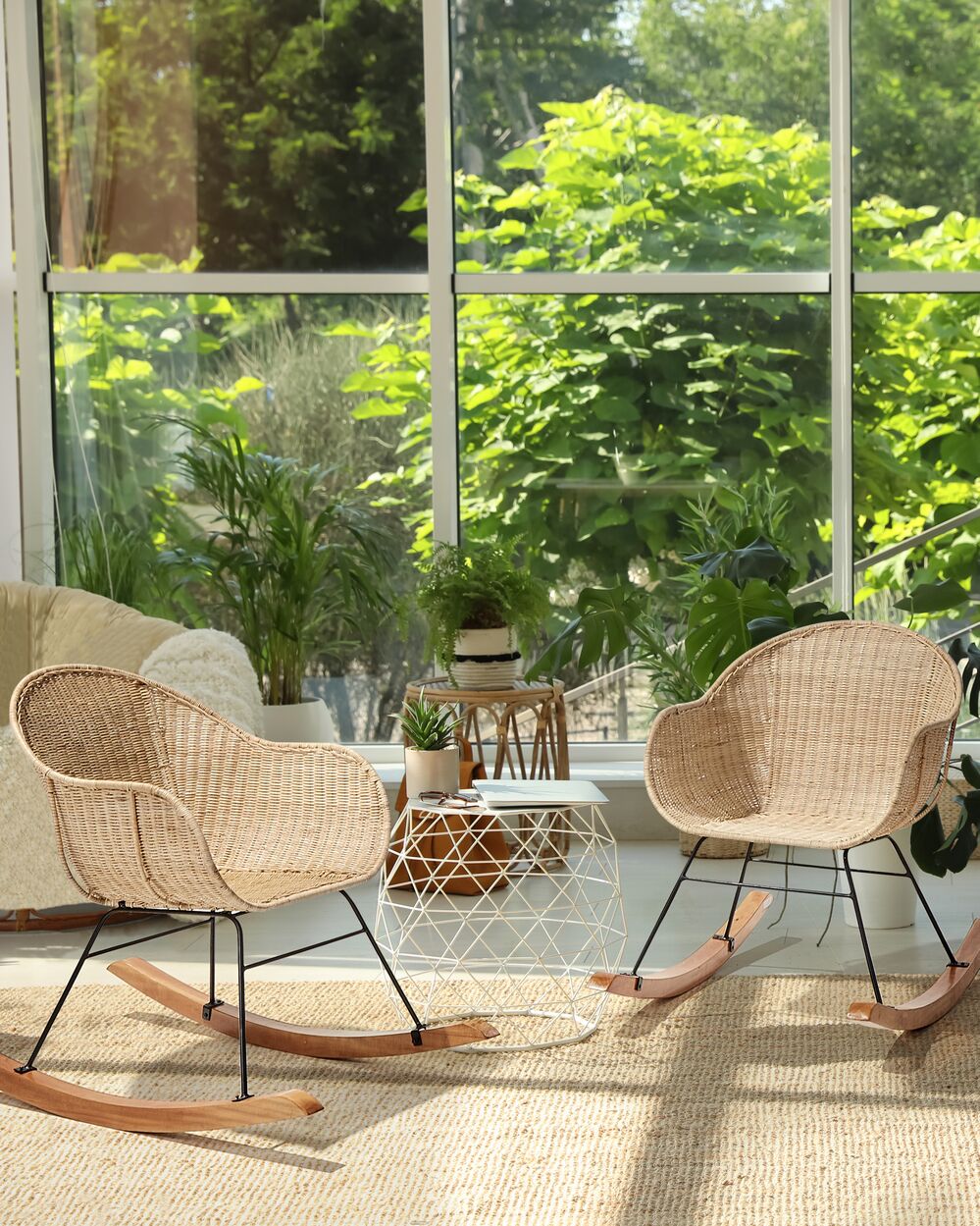 Set van 2 schommelstoelen LAVINIO Rotan Natuurlijk