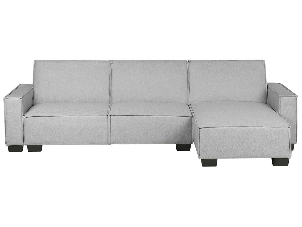 Corner Sofa Bed 3 Seater ROMEDAL Fabric Light Grey Left Hand