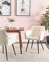 Esszimmerstuhl 2er Set JASMIN Samtstoff Hellbeige