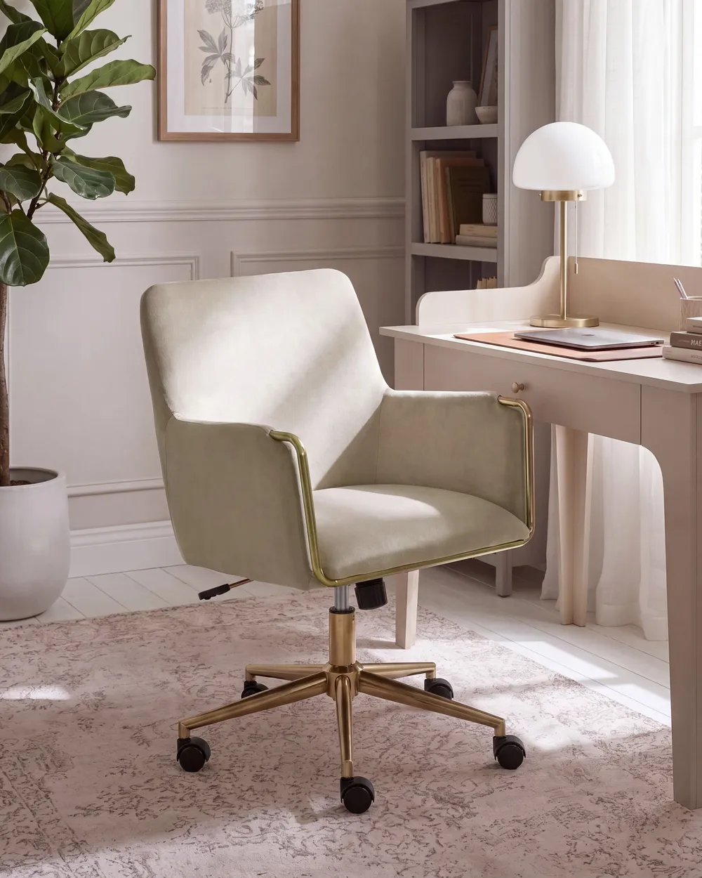 Schreibtischstuhl ALTONA Samtstoff Beige