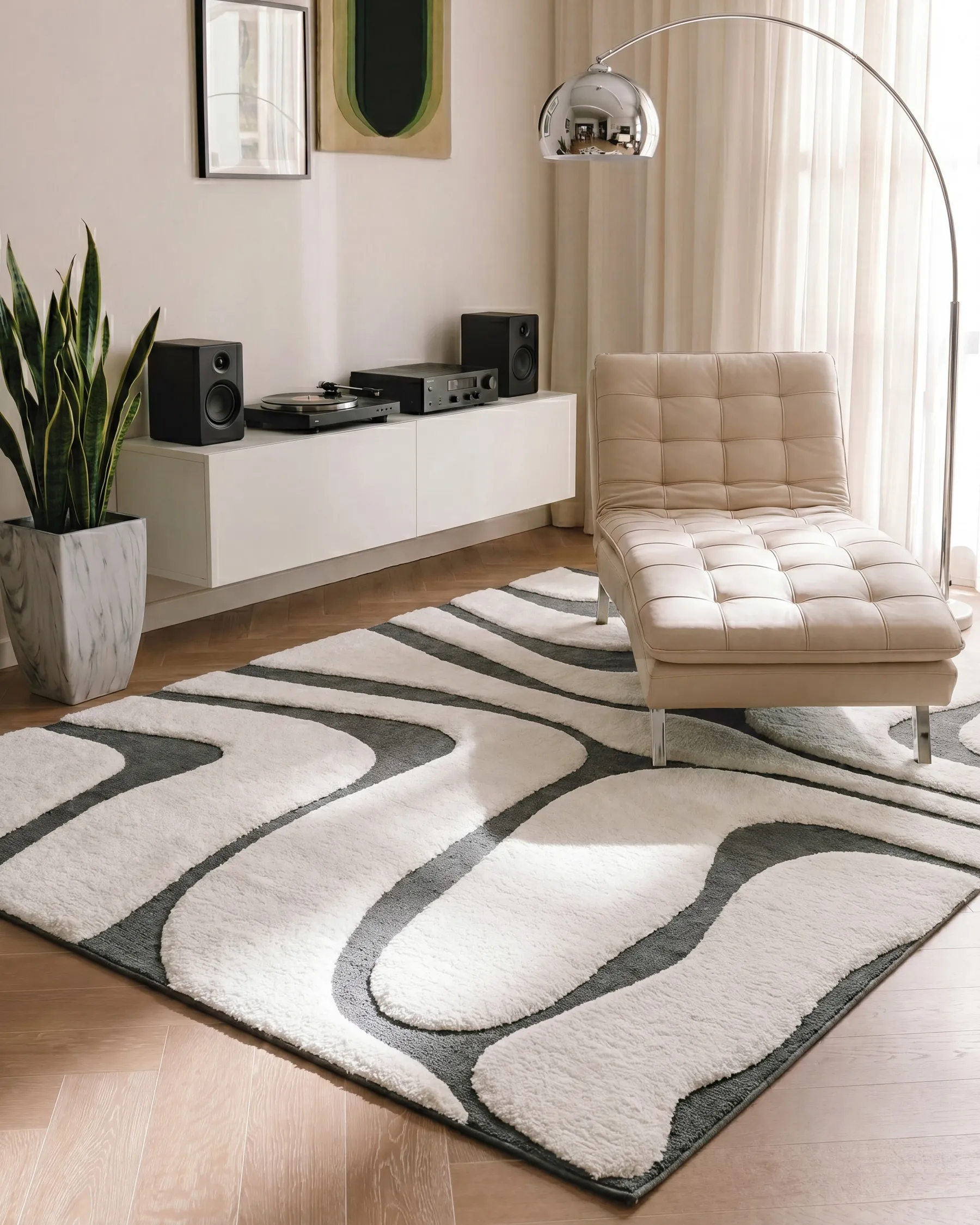 Rug HARTZ Grey/ White 160 x 230 cm_1101391