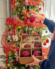 Set of 6 Baubles ARGENTIN Glass Red_961162