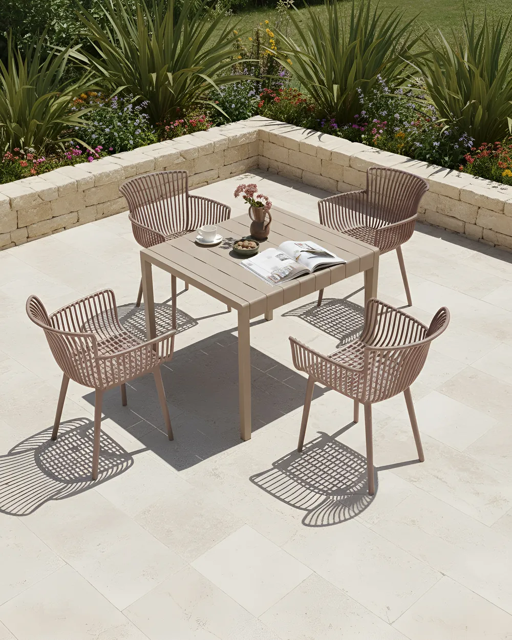 Gartenstuhl 4er Set PESARO Braun